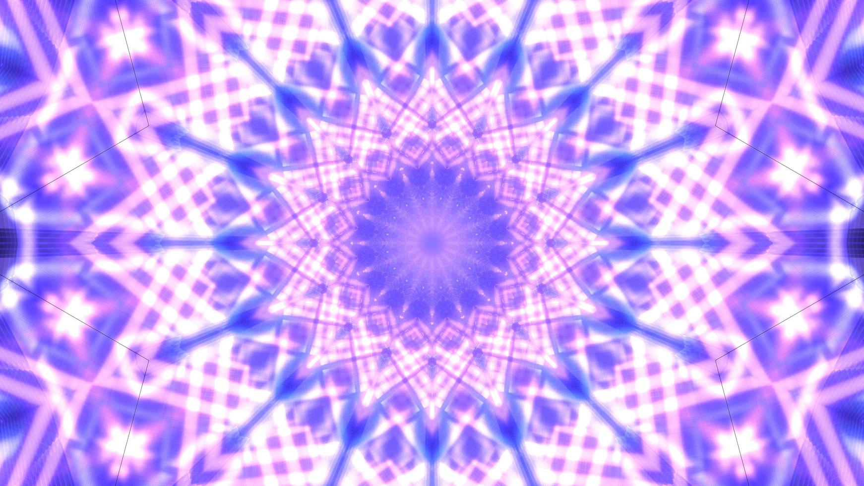 Ilustración de diseño de caleidoscopio 3d azul y púrpura para fondo o papel tapiz foto