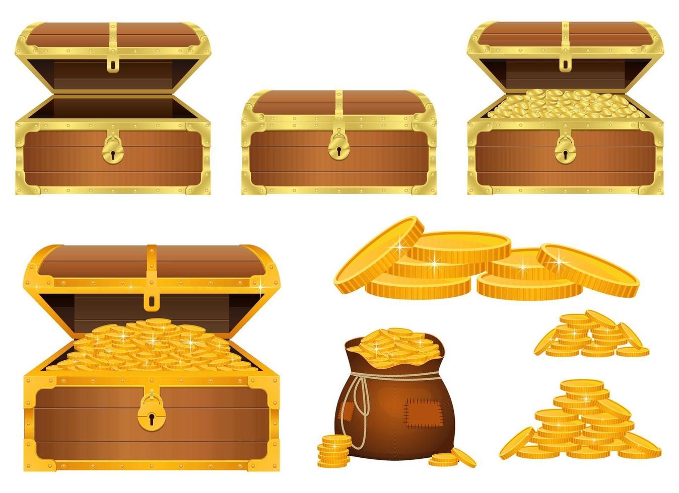 Treasure chest vector design illustration set isolated on white background