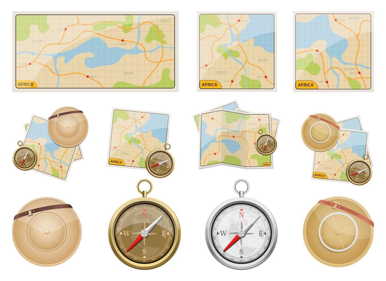 Africa safari map vector design illustration set isolated on white background