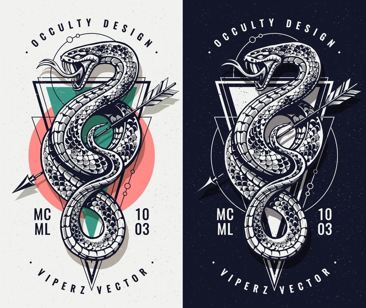 diseño oculto con serpiente y geometría. vector