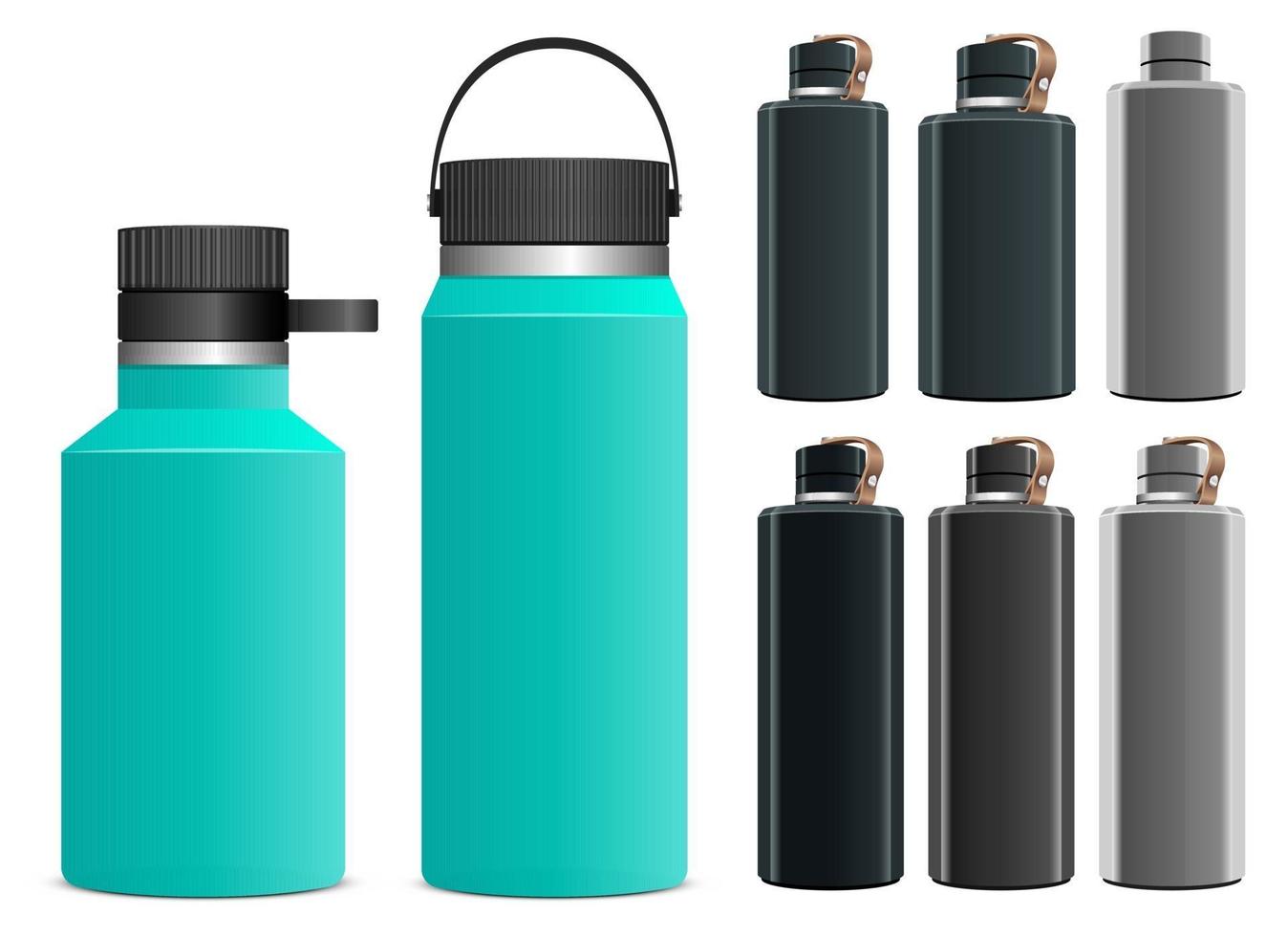 Sport water bottle vector design illustration set isolated on white background