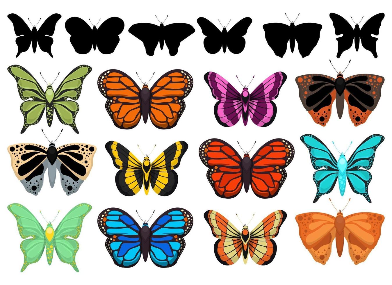 Butterfly vector design illustration set isolated on white background