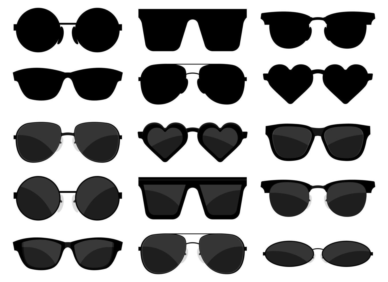 Gafas de sol conjunto de ilustración de diseño vectorial aislado sobre fondo blanco. vector