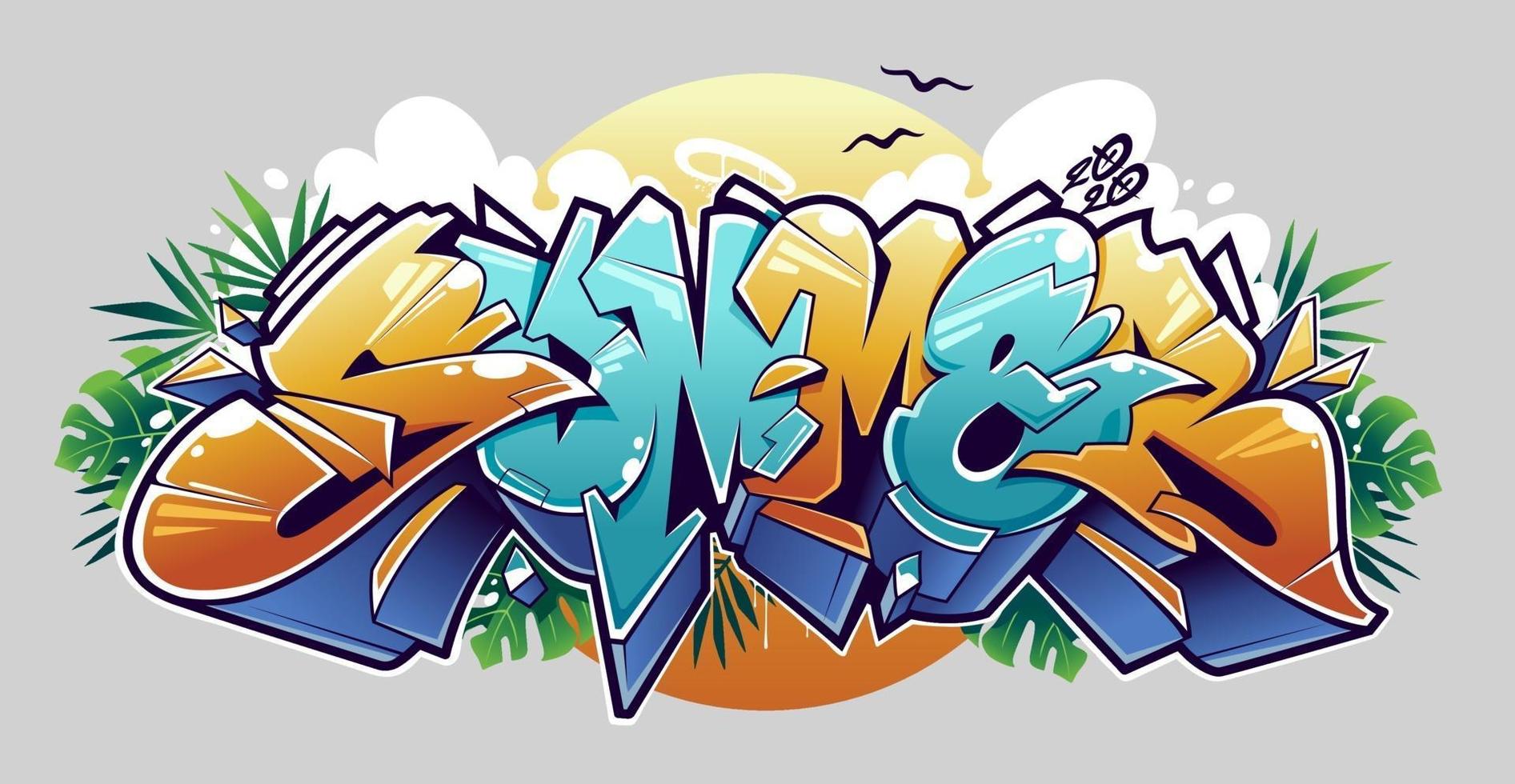 vector de letras de graffiti de verano