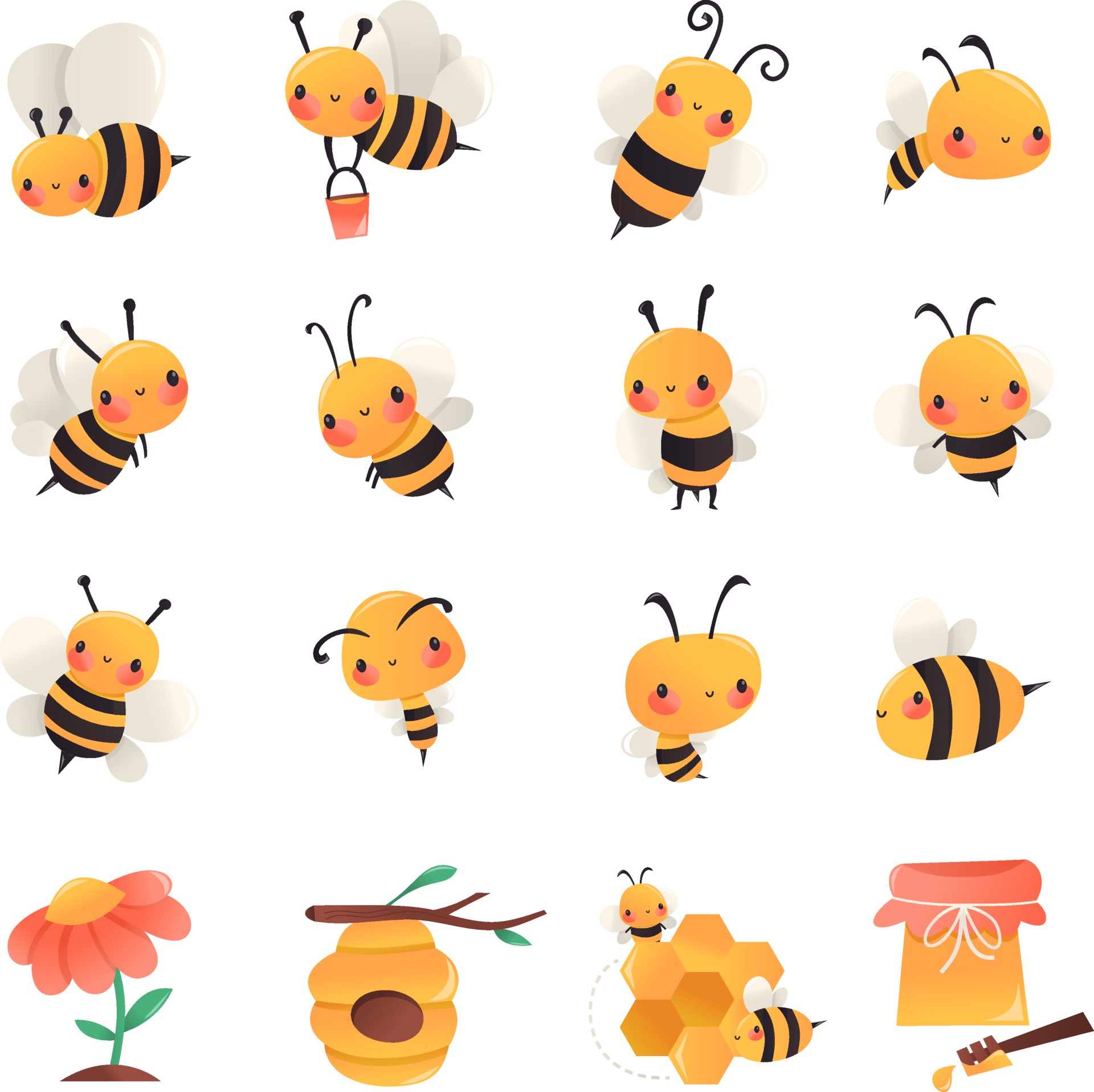 Cute Cartoon Bee With Honey