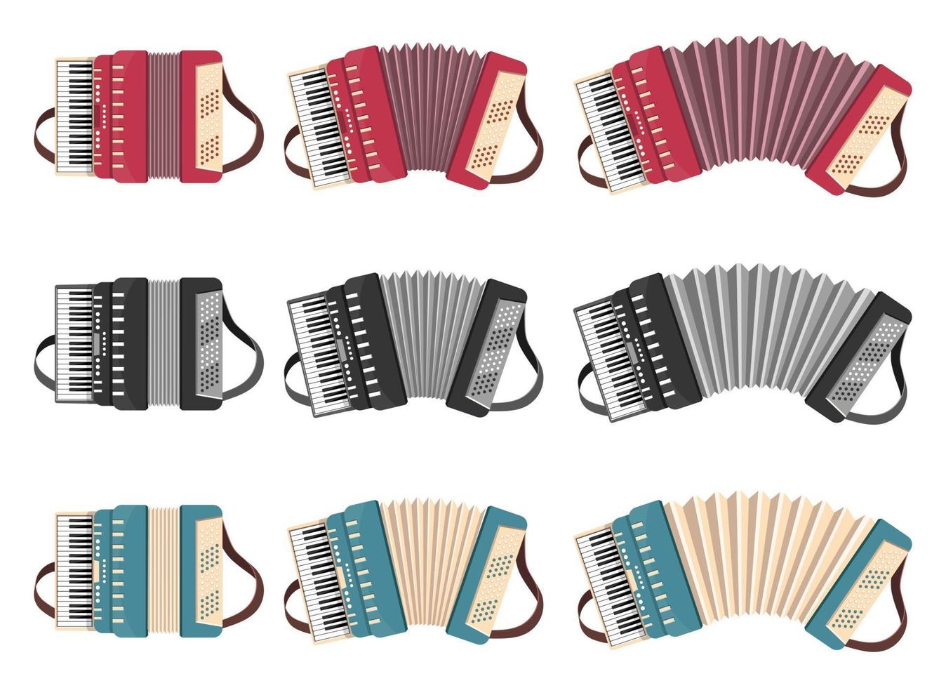 Accordion vector design illustration set isolated on white background