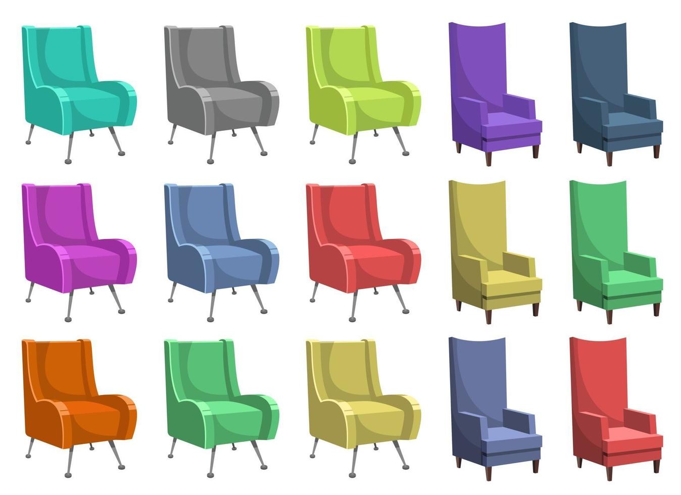 Beautiful arm chair vector design illustration set isolated on white background