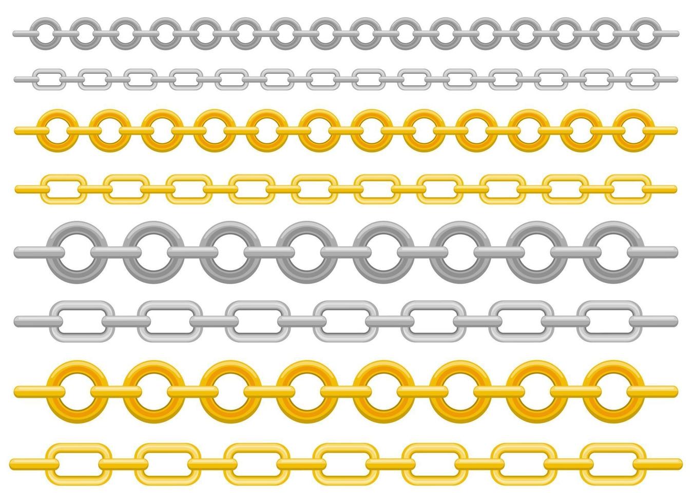 Metallic chain vector design illustration set isolated on white background