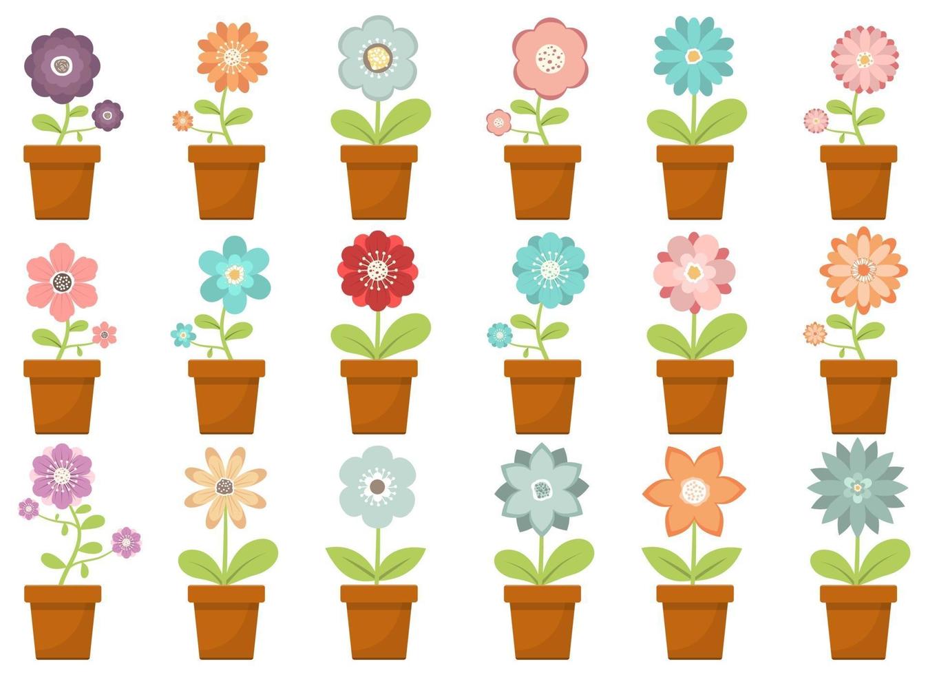 Home flower in pot vector design illustration set isolated on white background