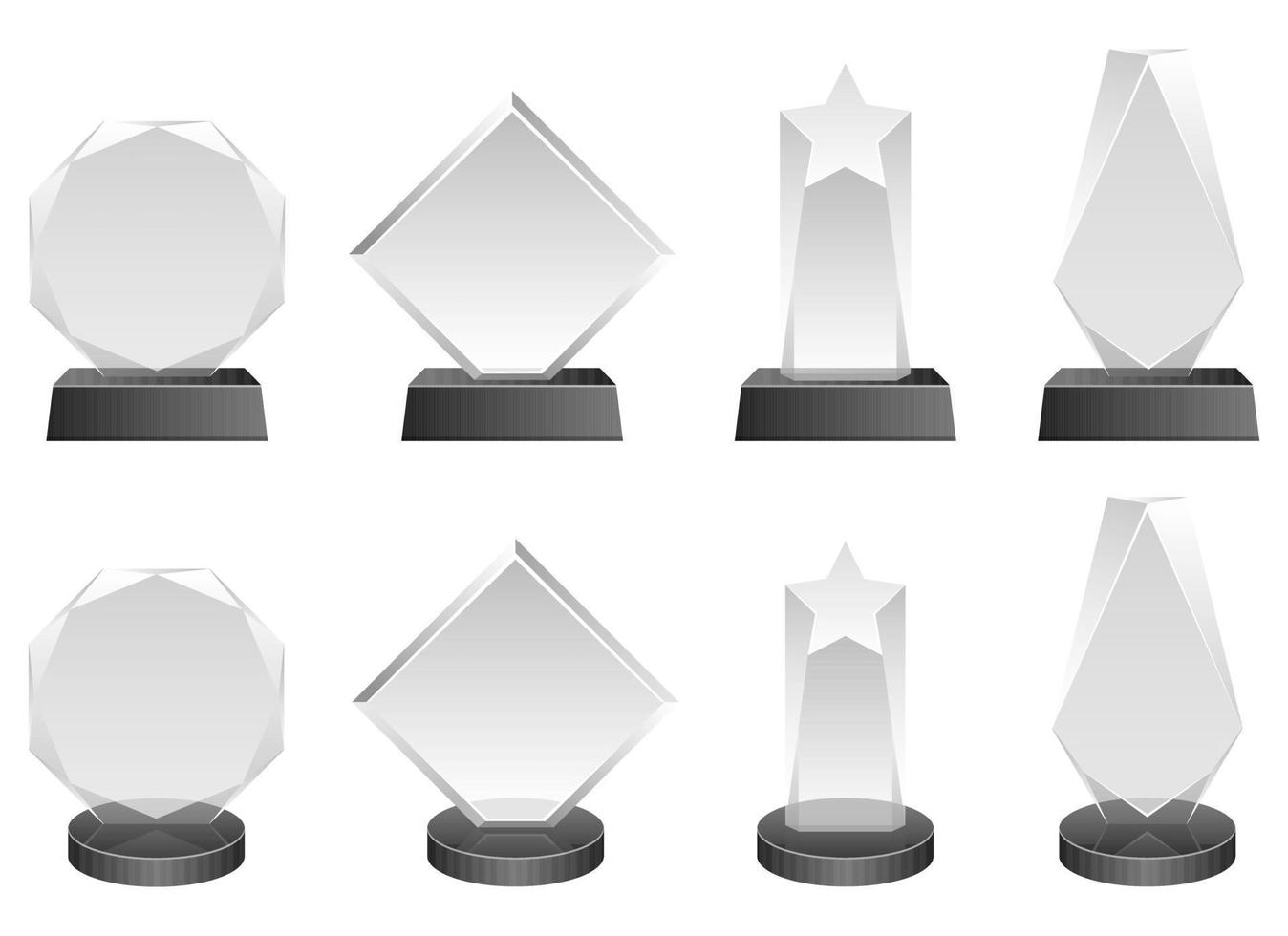 Winner glass award trophy set vector
