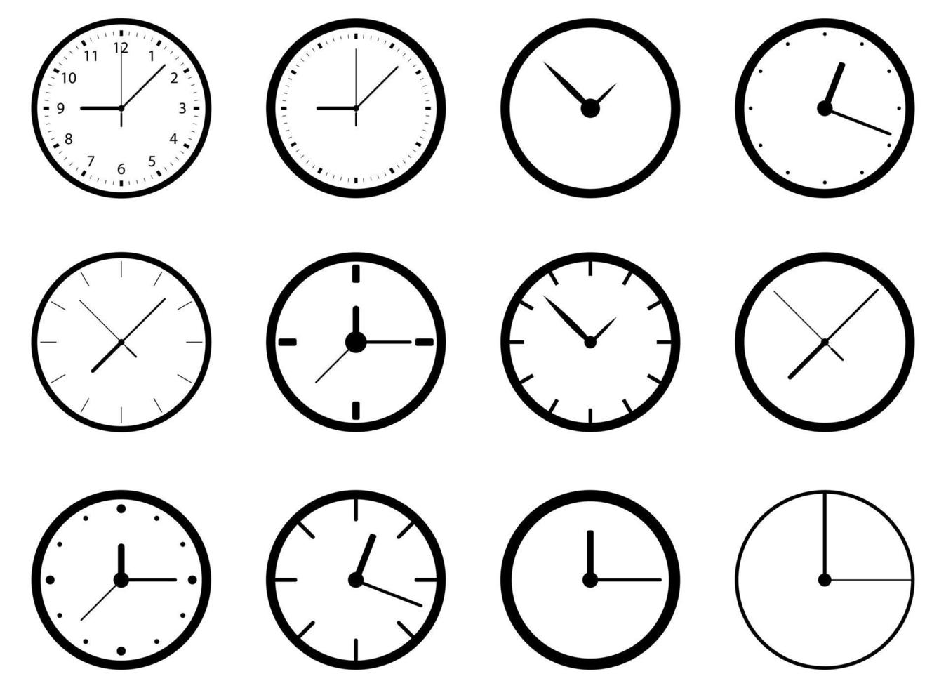 Clock icon vector design illustration set isolated on white background