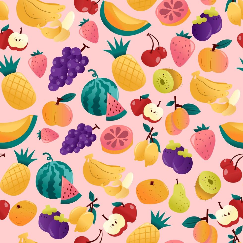 Fun Summer Fruits Seamless Pattern Background vector