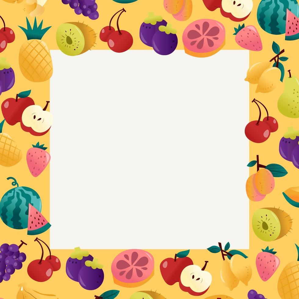 Fun Summer Fruits Seamless Square Frame vector