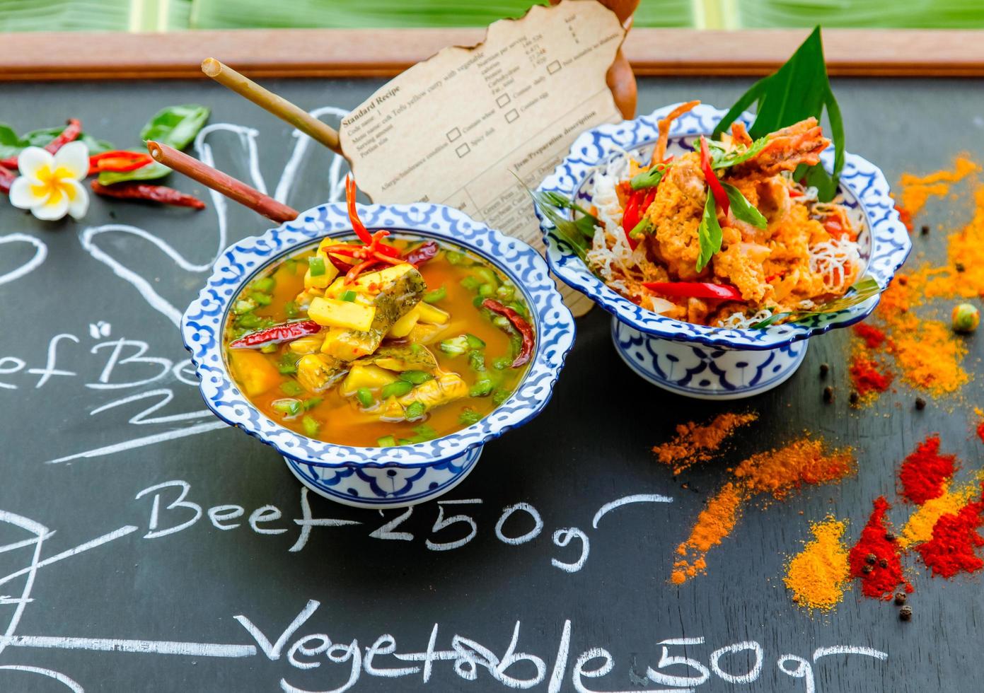 Thai cuisine on a chalkboard photo