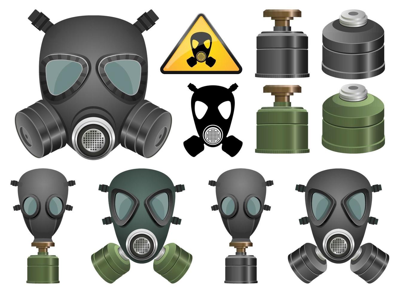 Gas mask vector design illustration set isolated on white background