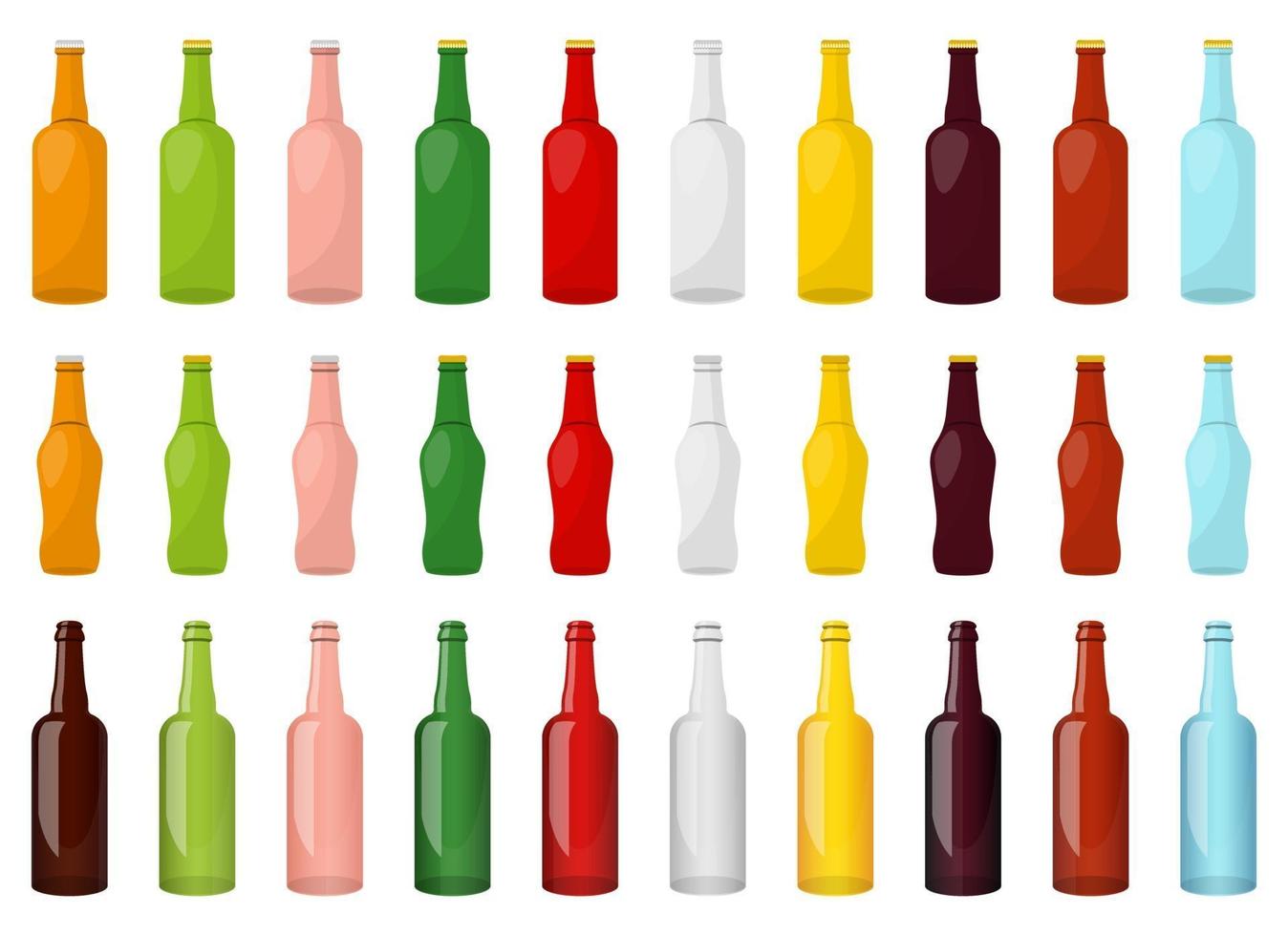 Glass bottle vector design illustration set isolated on white background