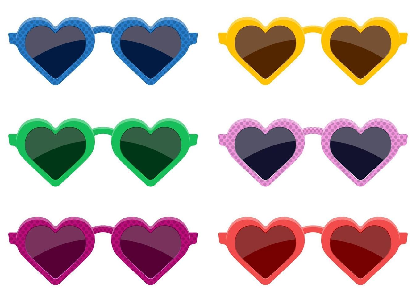 Stylish heart glasses vector design illustration set isolated on white background