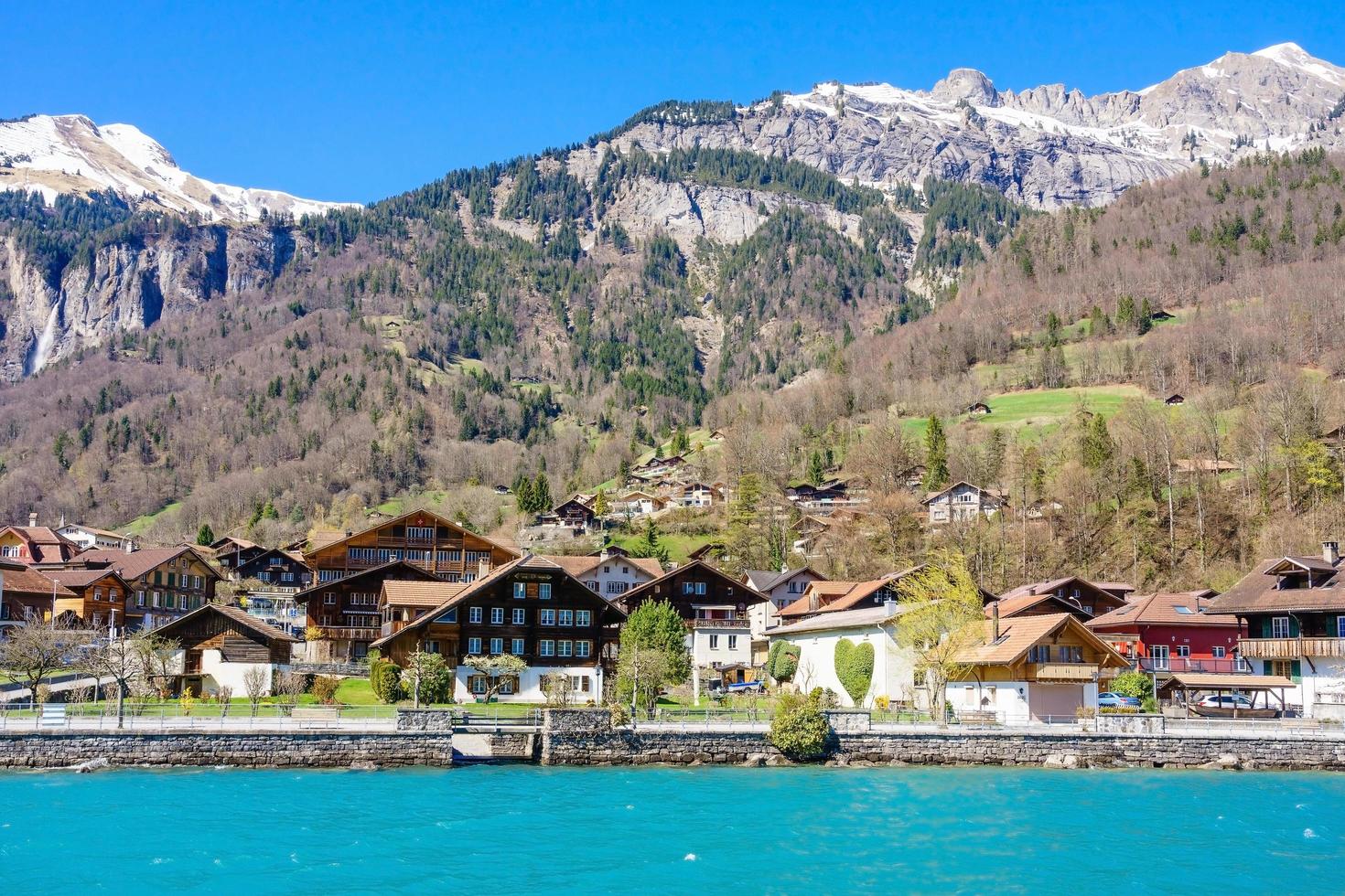 Brienz town on Lake Brienz by Interlaken, Switzerland photo