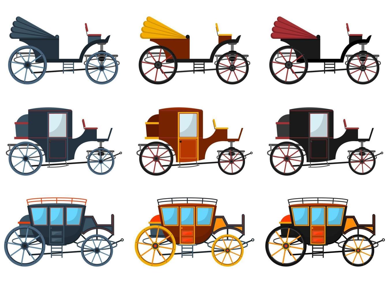 Retro carriage vector design illustration set isolated on white background