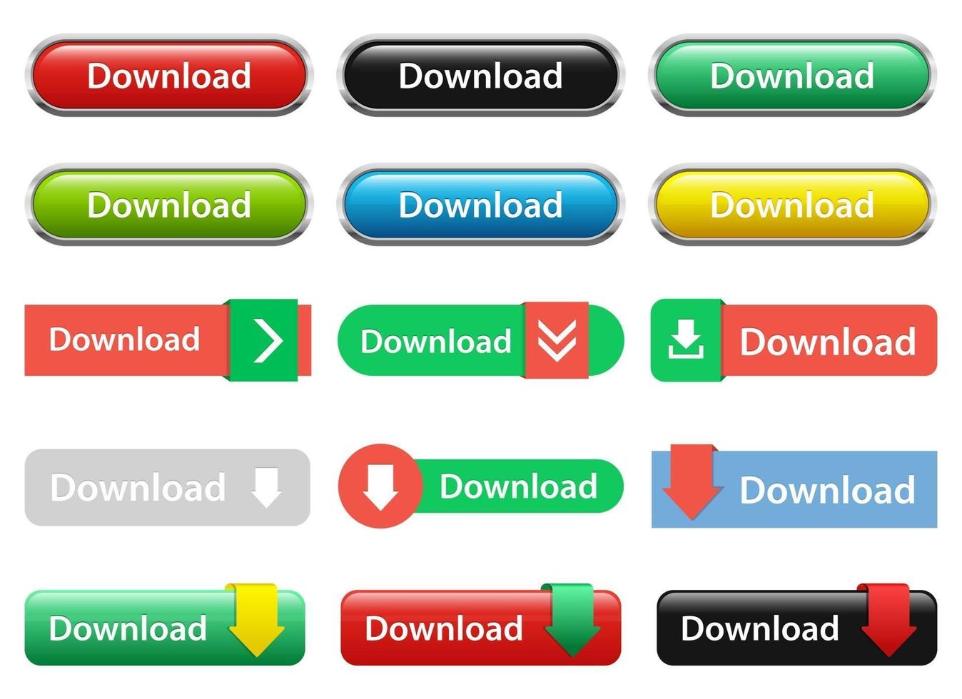 Download button vector design illustration set isolated on white background