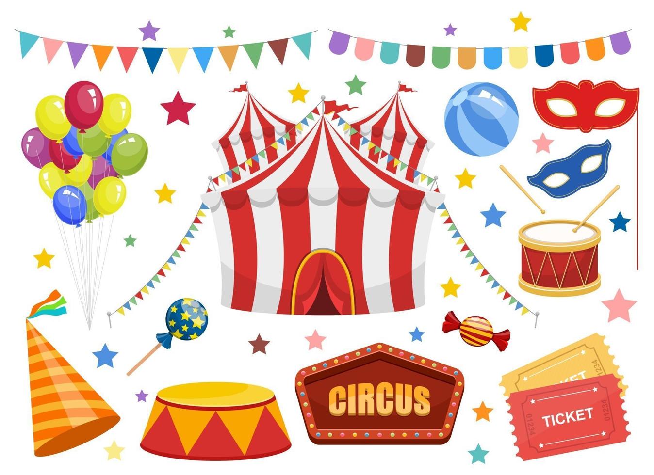 conjunto de elementos de circo vector