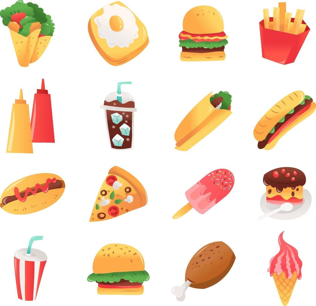 Super Fun Fast Food Set vector