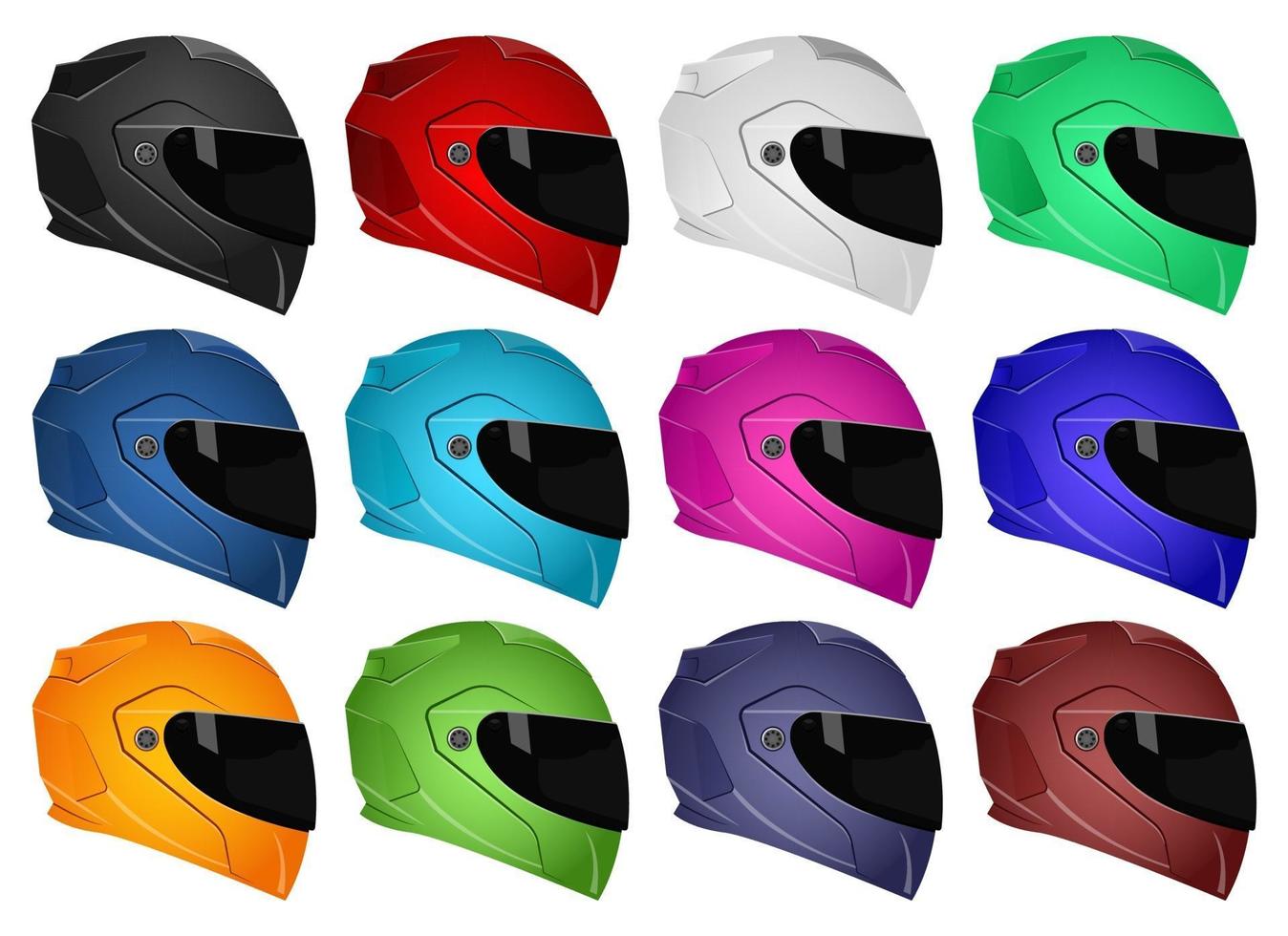 Conjunto de ilustración de diseño de vector de casco de motocicleta aislado sobre fondo blanco