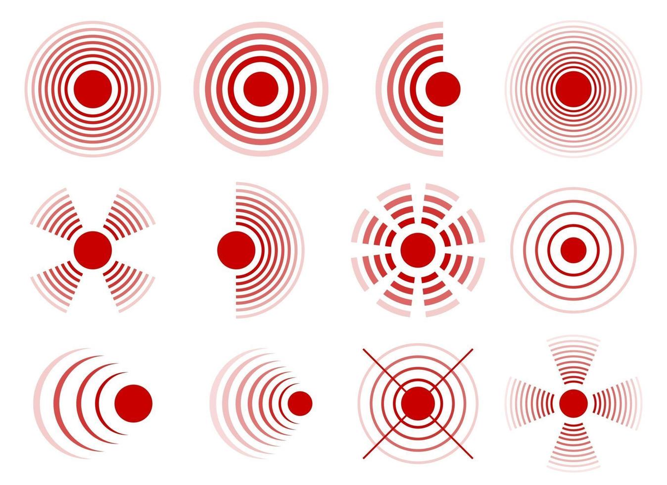 Círculos de dolor conjunto de ilustraciones de diseño vectorial aislado sobre fondo blanco. vector