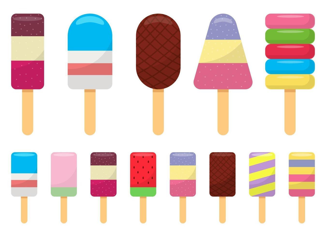 Conjunto de ilustración de diseño de vector de colección de helado de palo aislado sobre fondo blanco