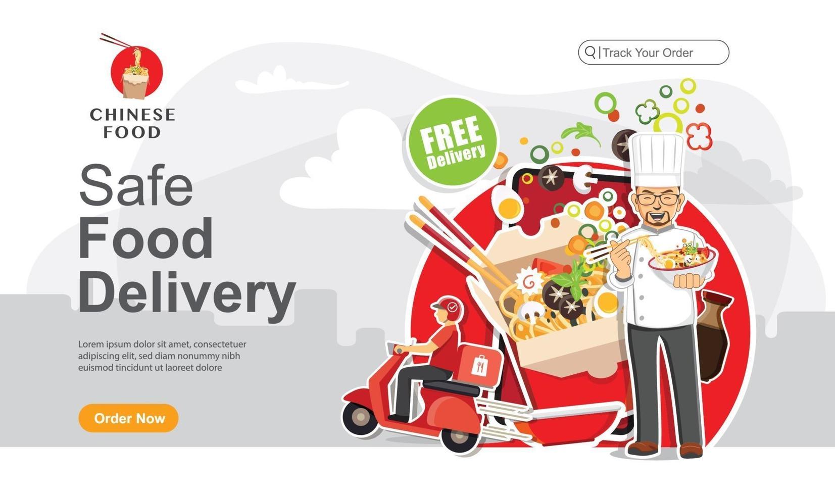 Safe food delivery order landing page vector