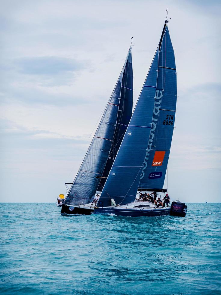 Chaweng Beach, Thailand, May 25, 2019 - Sailboats racing at the Samui Regatta Event photo