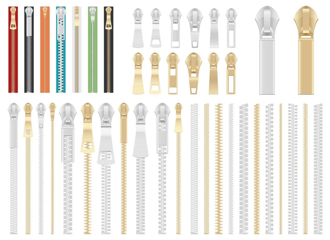 Zipper set vector design illustration set isolated on white background