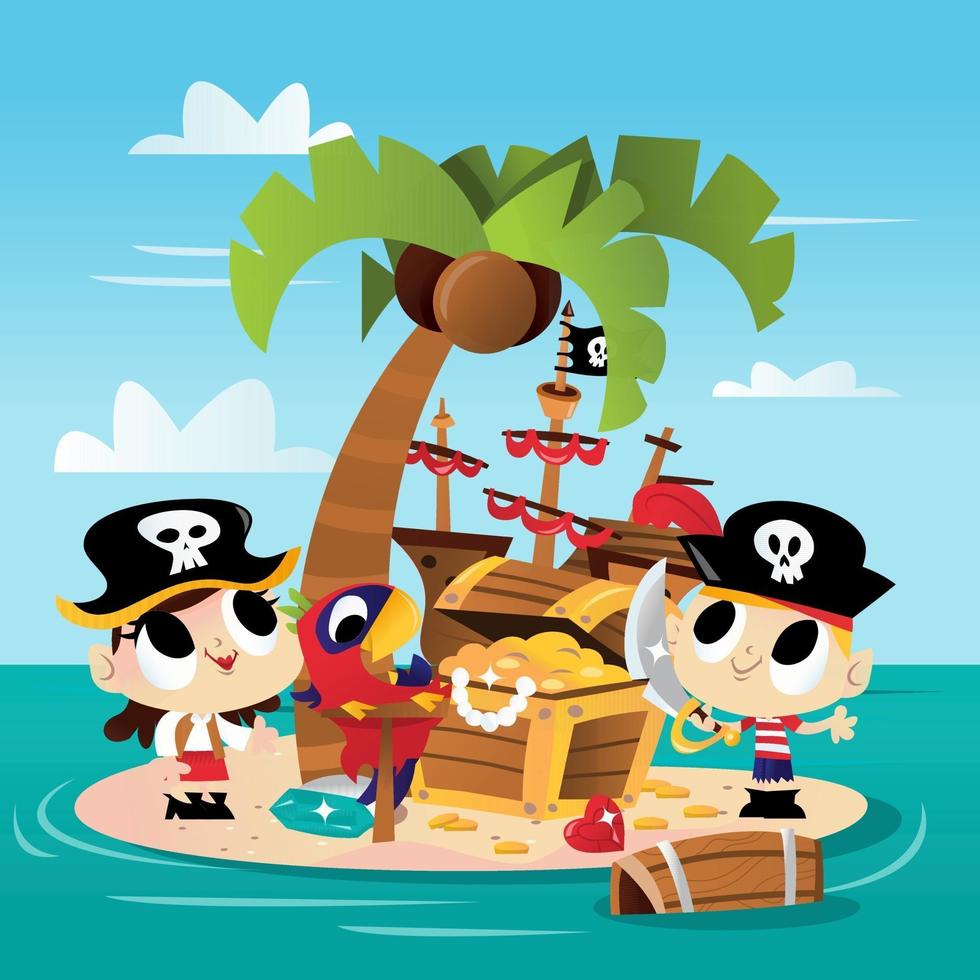 Super Cute Pirate Island Adventure vector