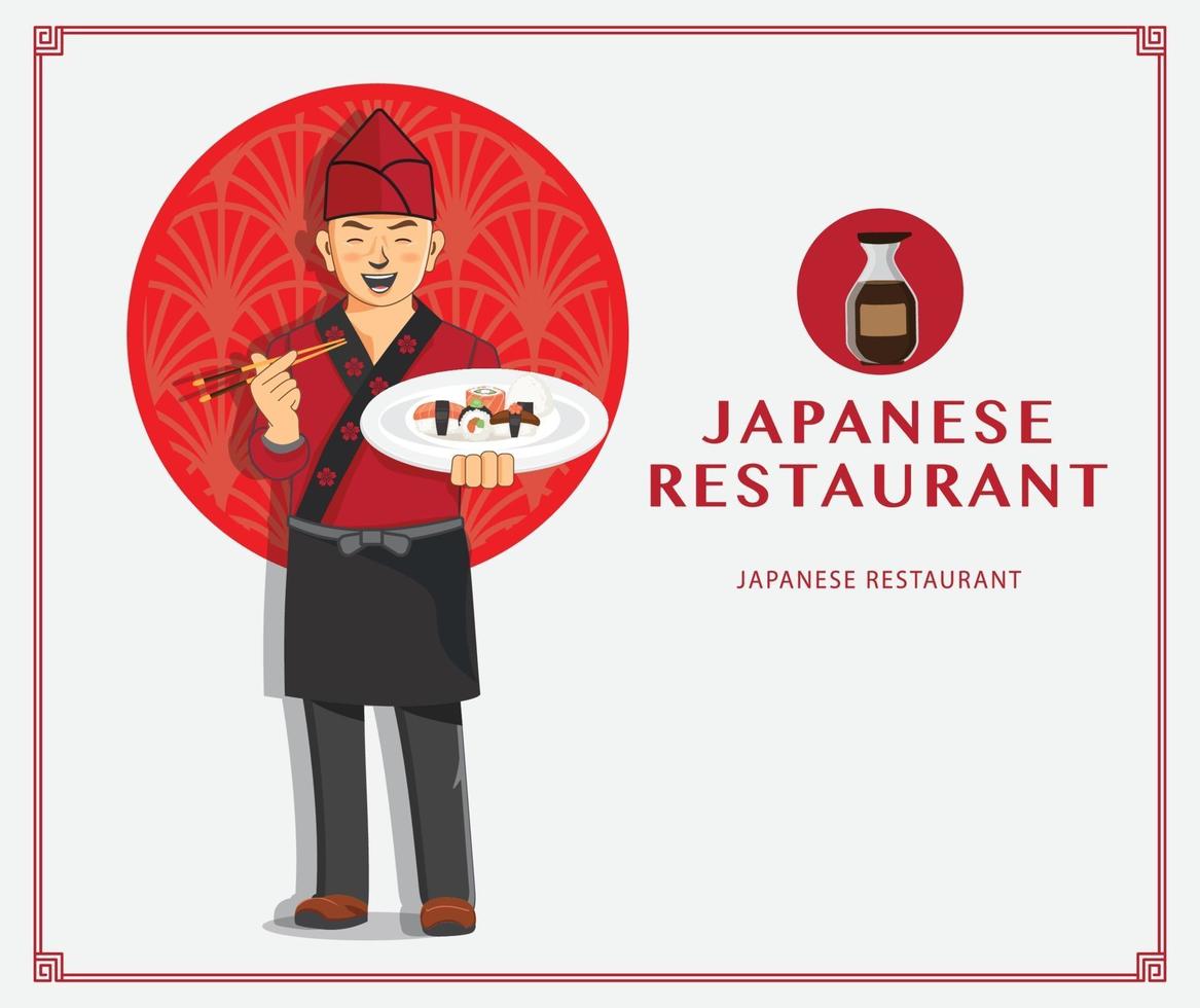 chef profesional diseño de restaurante japonés vector