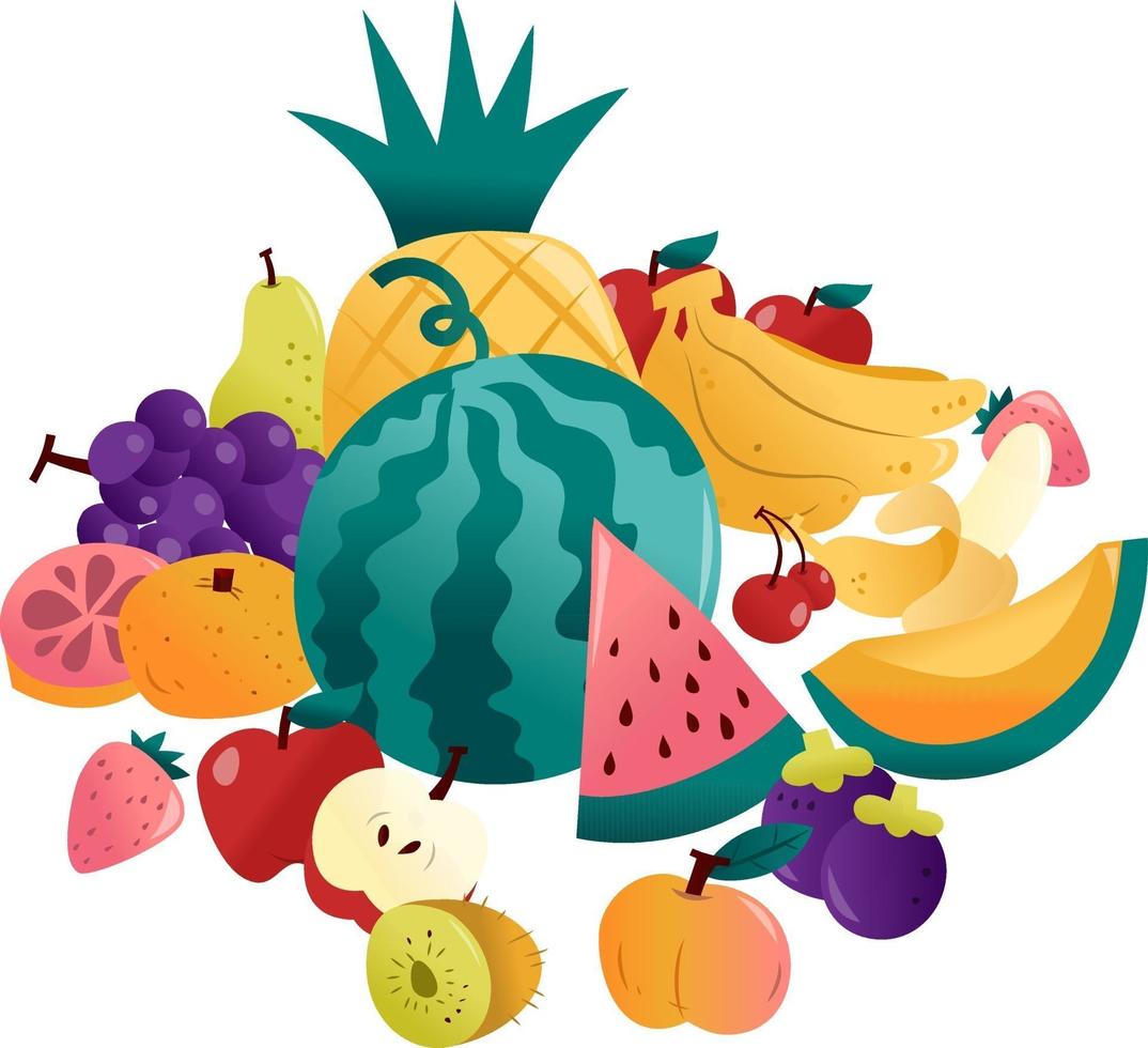 Group Of Fun Summer Fruits vector