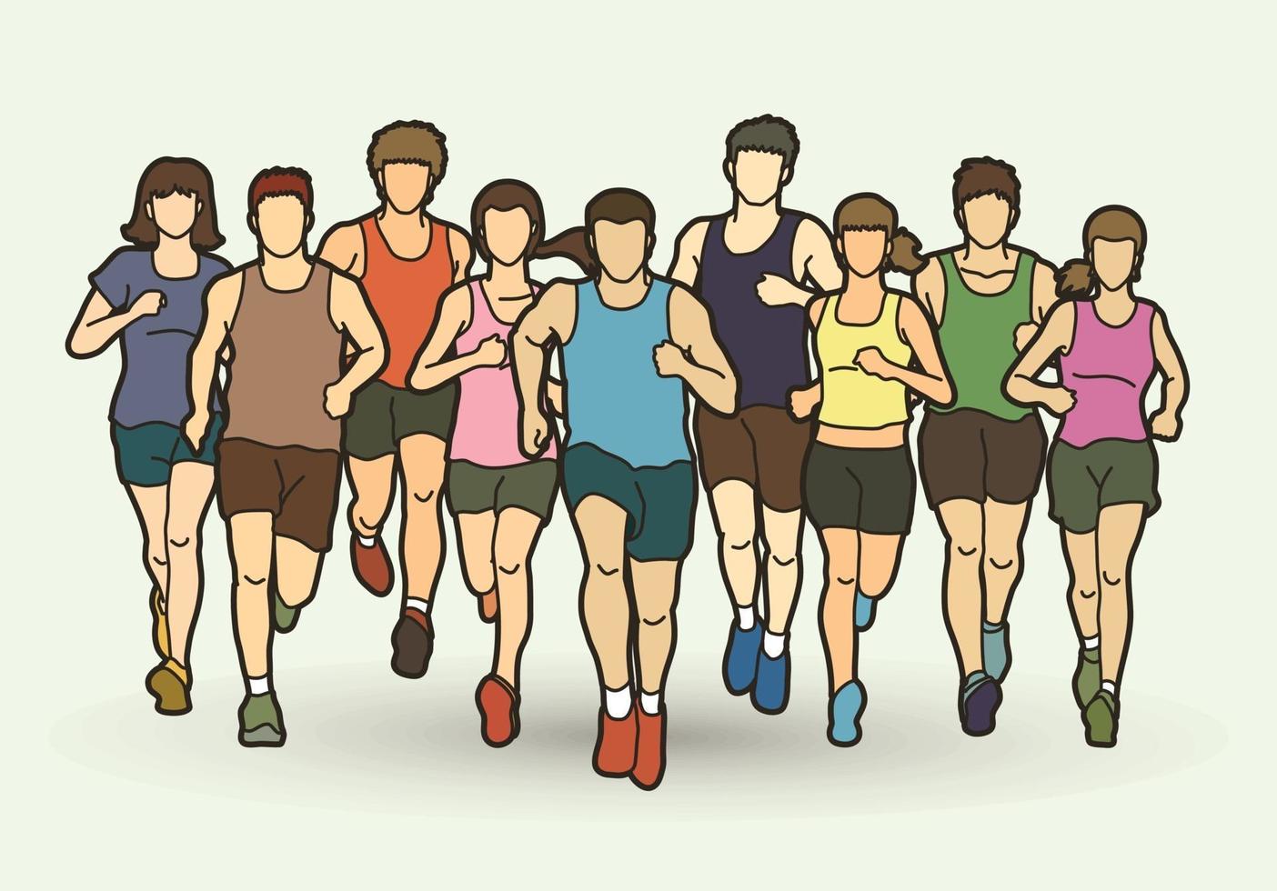 Men and Women Marathon Runner vector