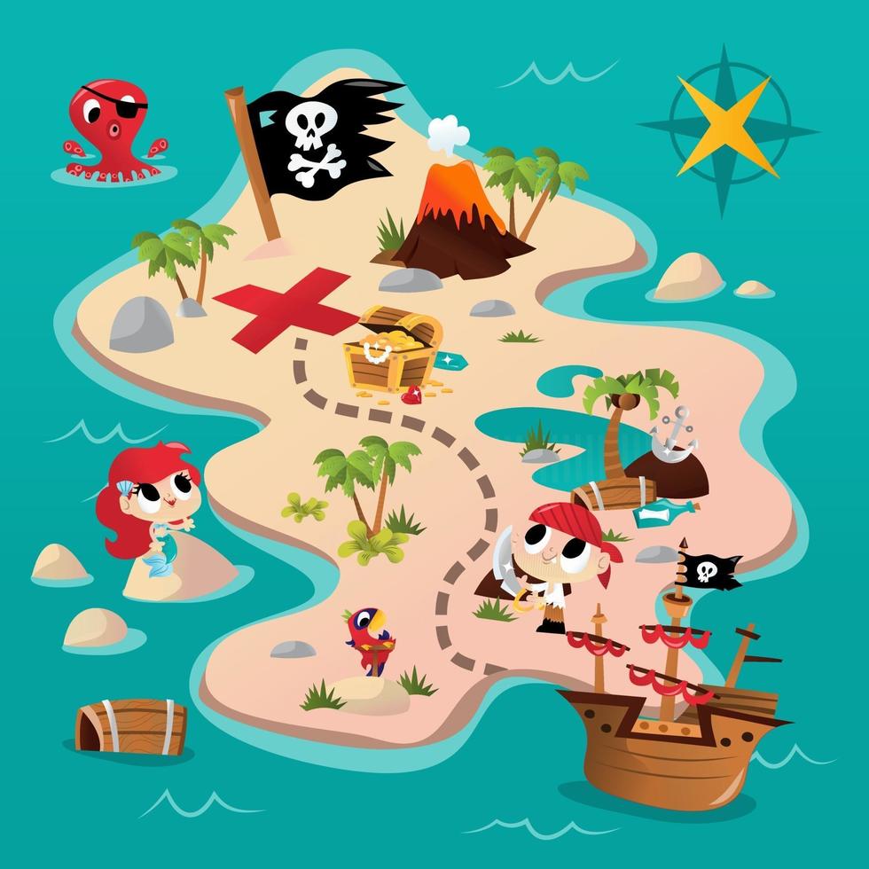 Super Cute Pirate Adventure Map vector