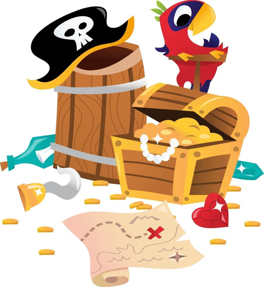 Super Cute Pirate Treasure Chest Map vector