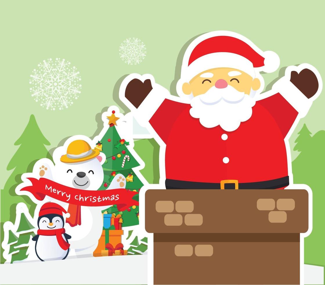 Christmas background with Santa Claus vector