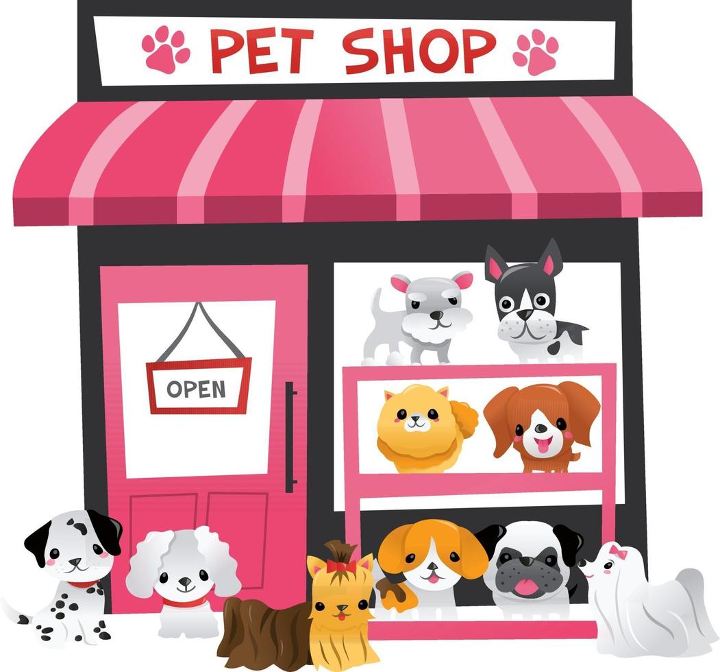 tienda de mascotas de dibujos animados vector