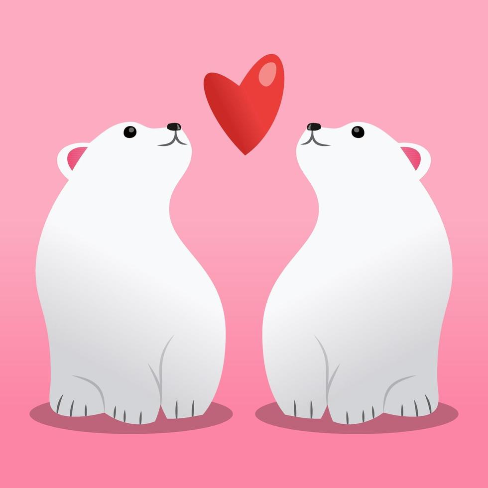 Cartoon Polar Bears In Love vector