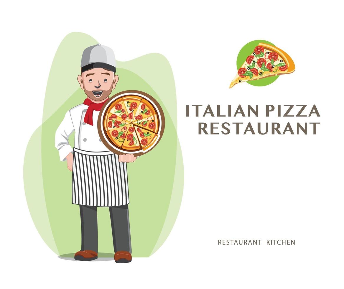 concepto de restaurante de chef de pizza vector