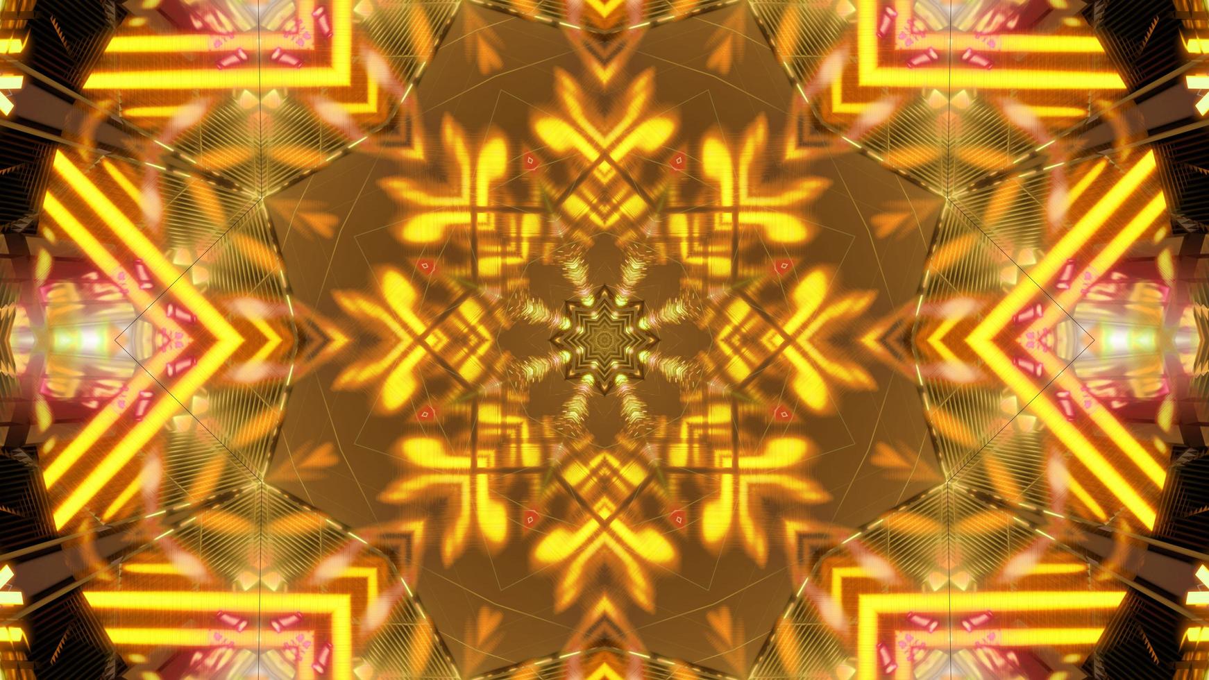 Red, yellow, and orange 3D kaleidoscope design illustration for background or wallpaper photo
