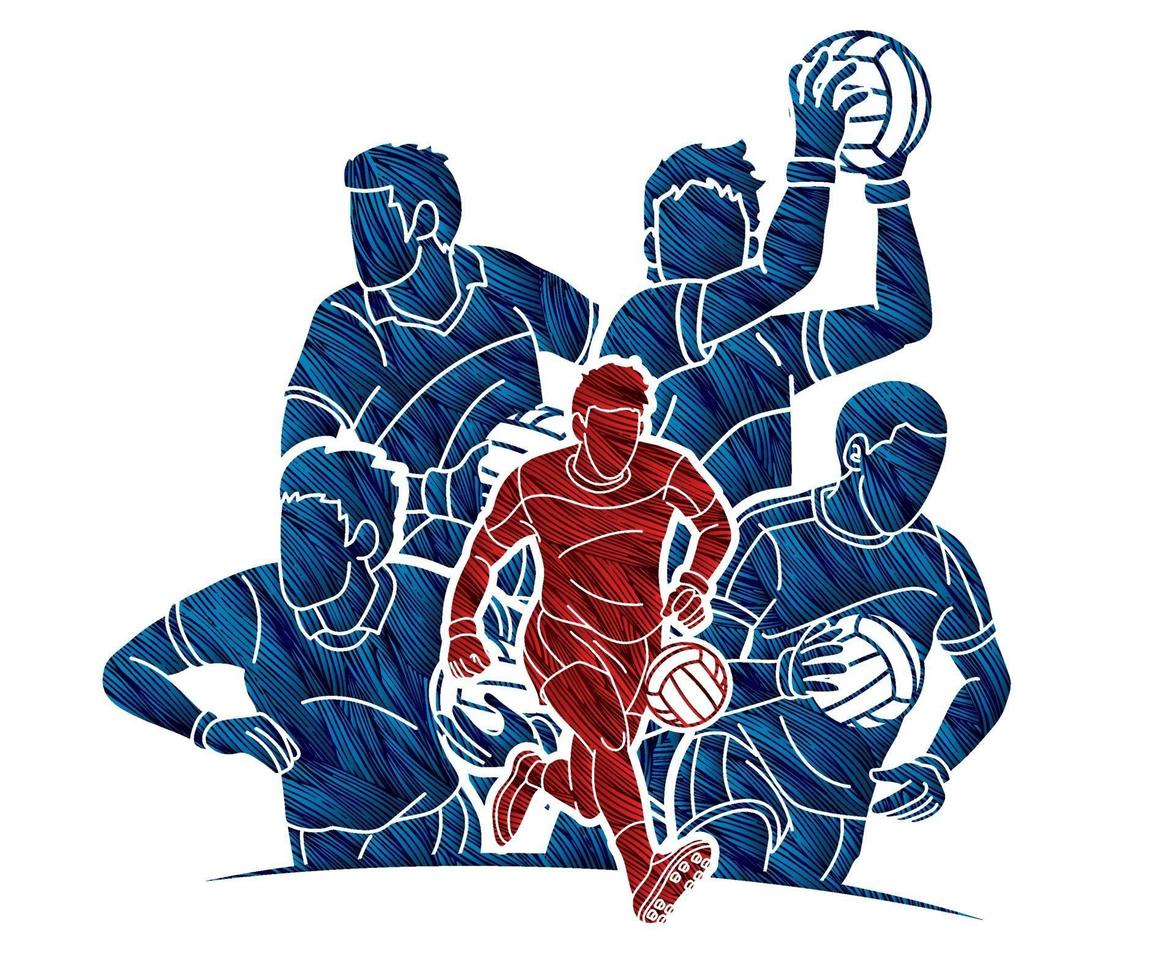 Group of Gaelic Football Men Players vector