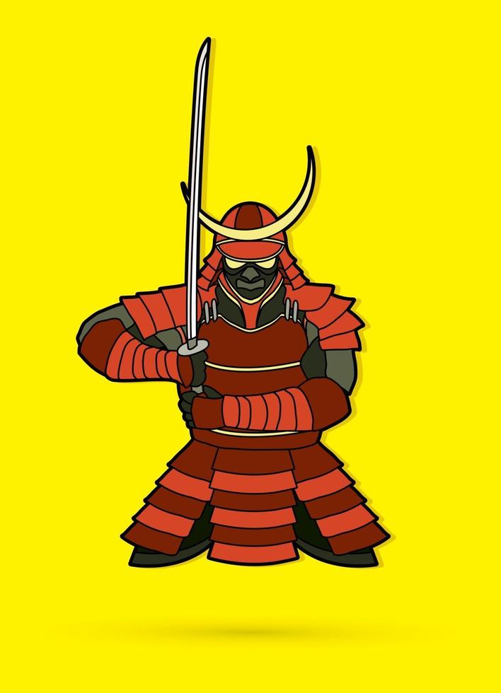 Samurai Warriors with Sword Ready to Fight vector
