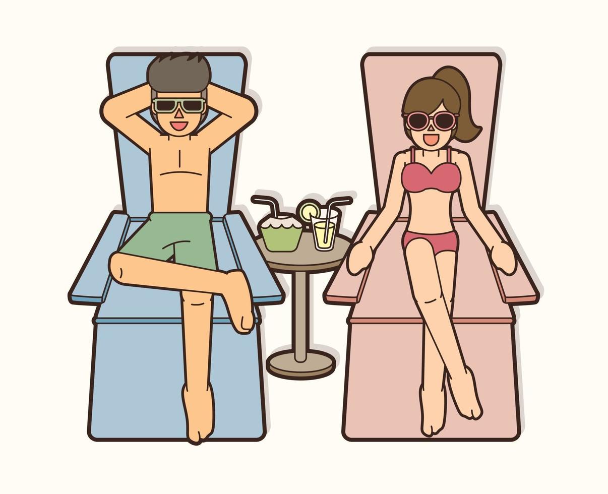 pareja de vacaciones en la playa vector