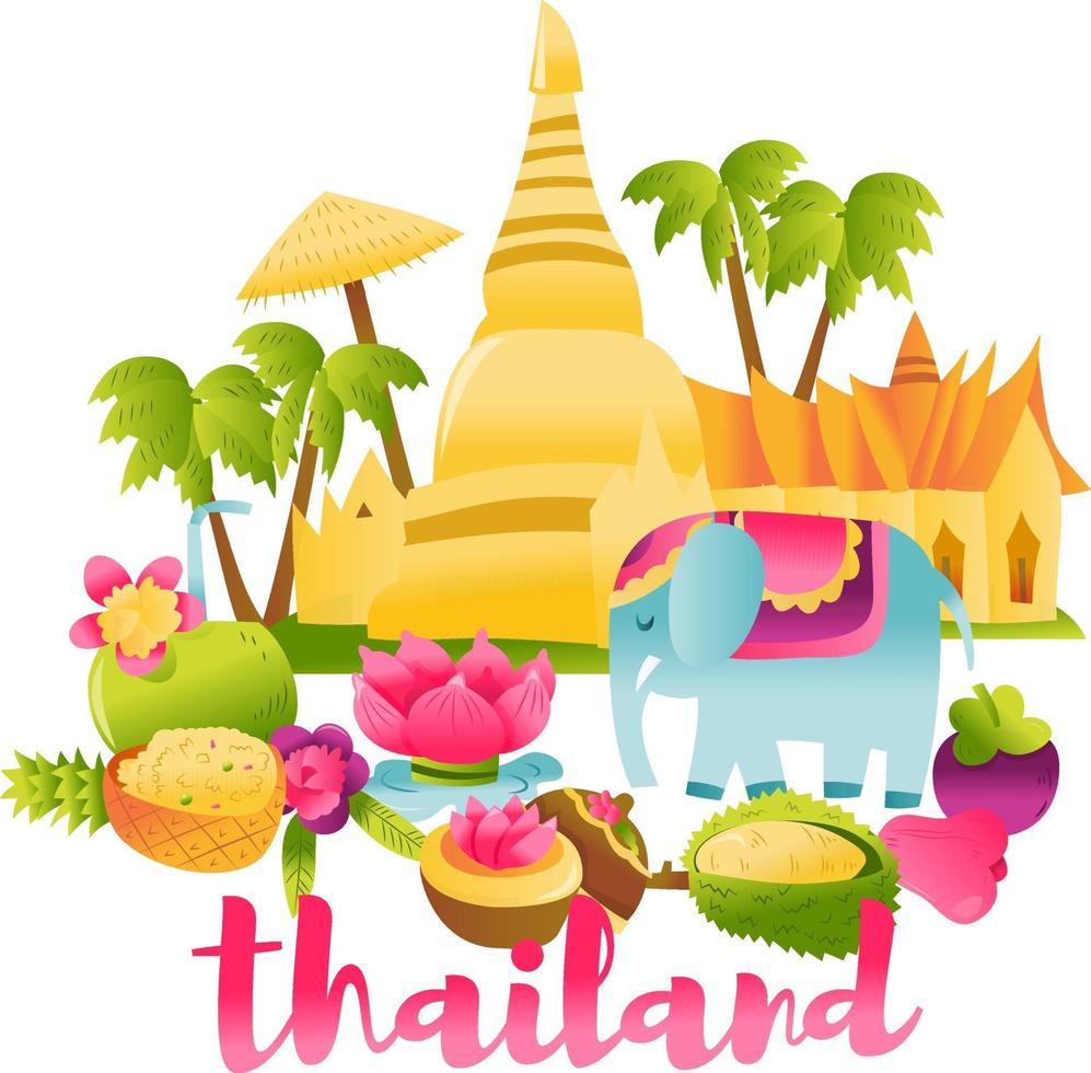 Super Cute Thailand Culture Scene vector