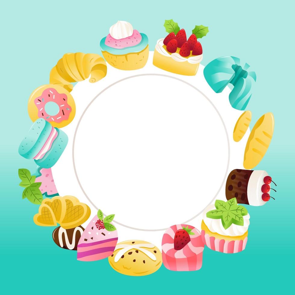 Super Cute Sweets Desserts Copy Space Background vector