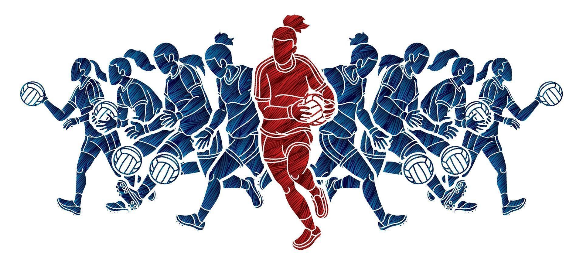 Gaelic Football Women Players Action vector