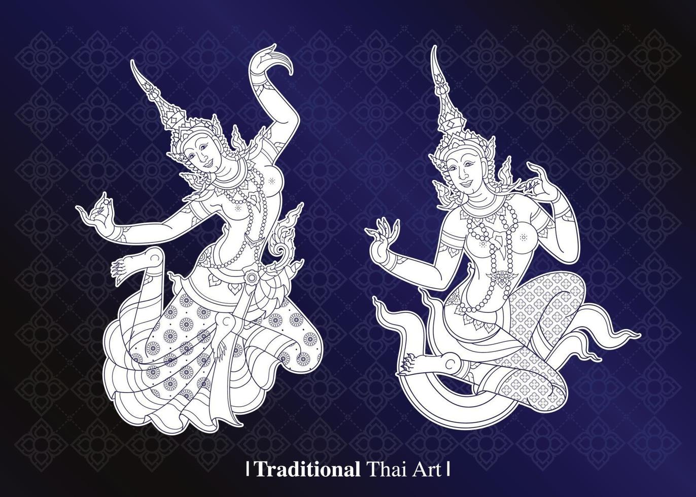 Traditional Thai Art Set vector